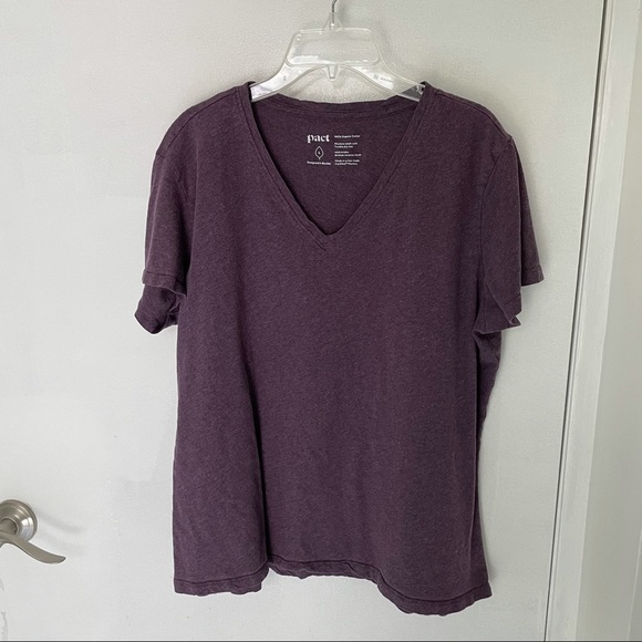 Pact Tops - PACT Bellflower Heather Featherweight V-Neck Tee